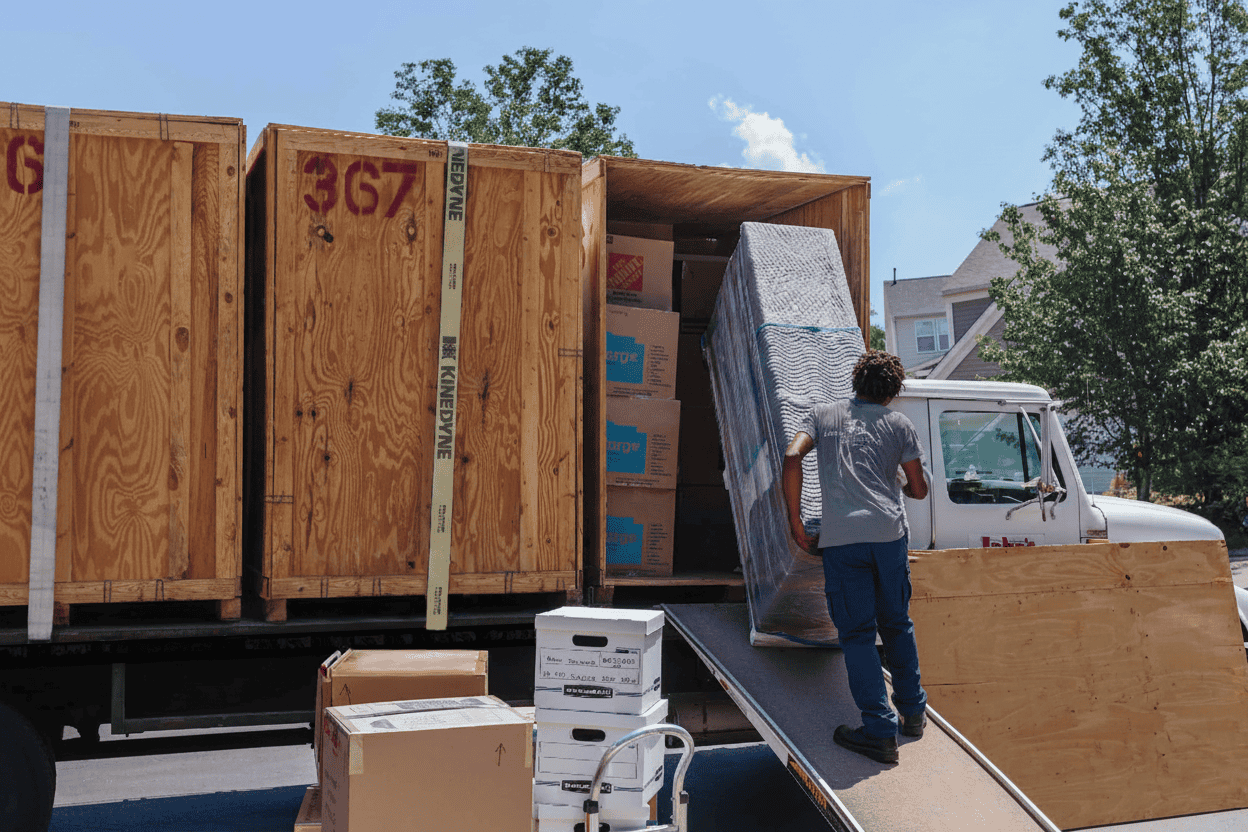 John's Moving & Storage' Durham movers in action