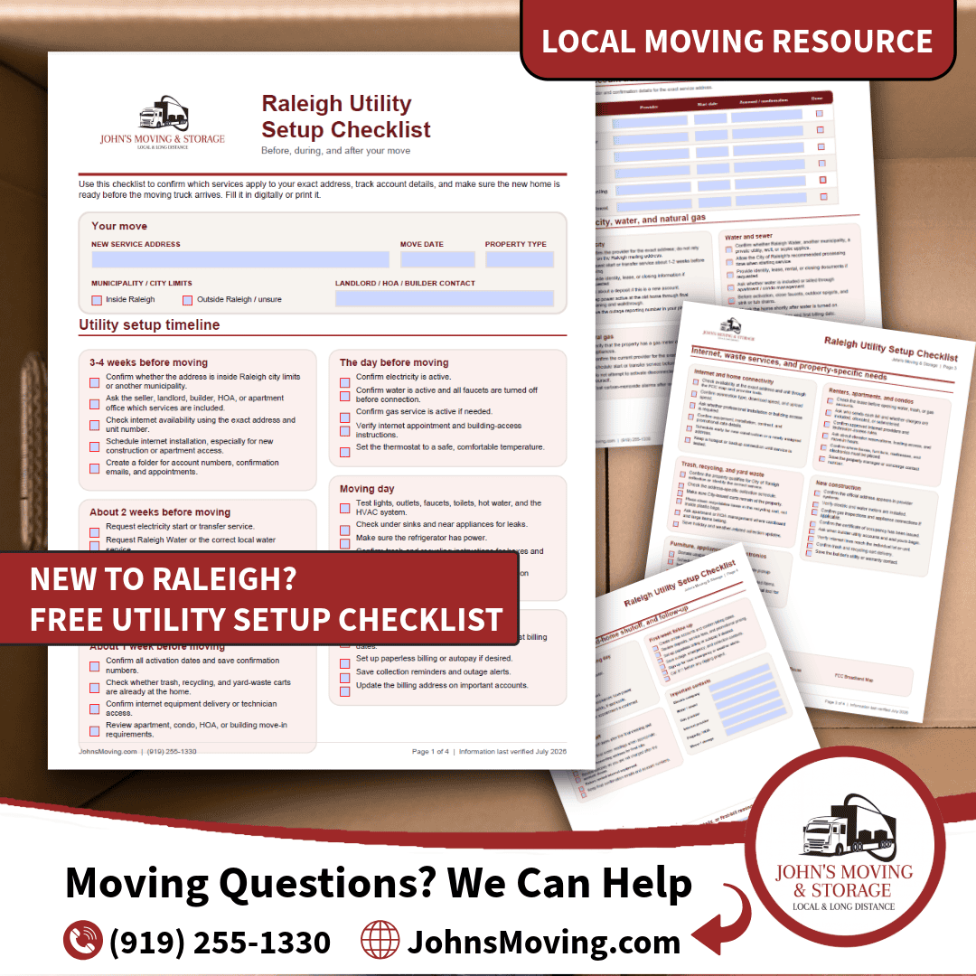 Preview of the Raleigh Utility Setup Guide from John's Moving and Storage